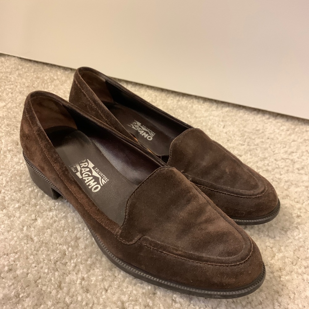 Ferragamo Brown Suede Loafers